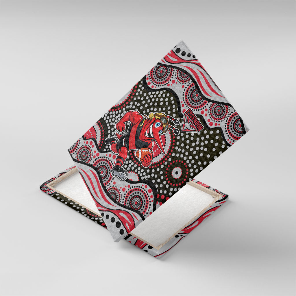 Essendon Bombers Canvas Wall Art Aboriginal Dot Pattern - Football Mascot Heritage Pride