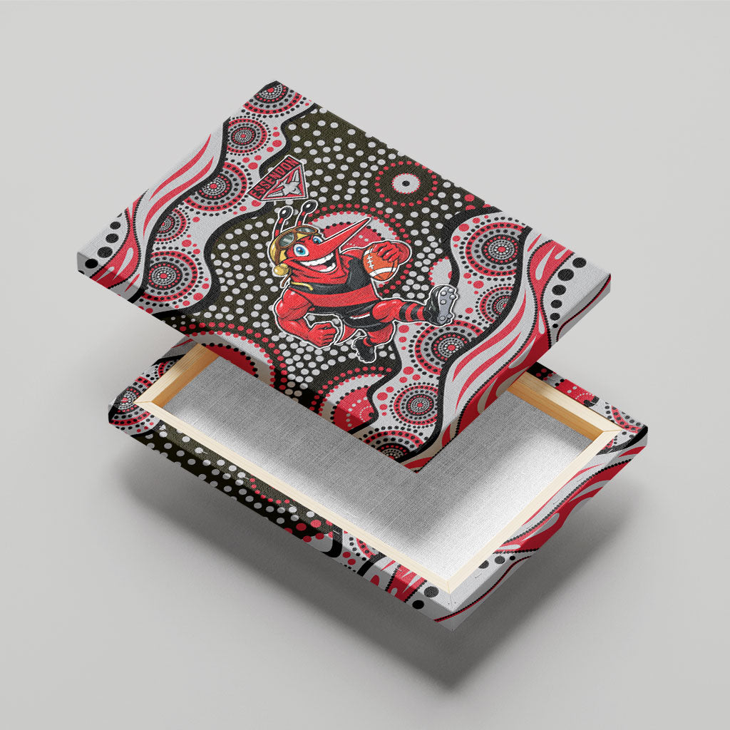 Essendon Bombers Canvas Wall Art Aboriginal Dot Pattern - Football Mascot Heritage Pride