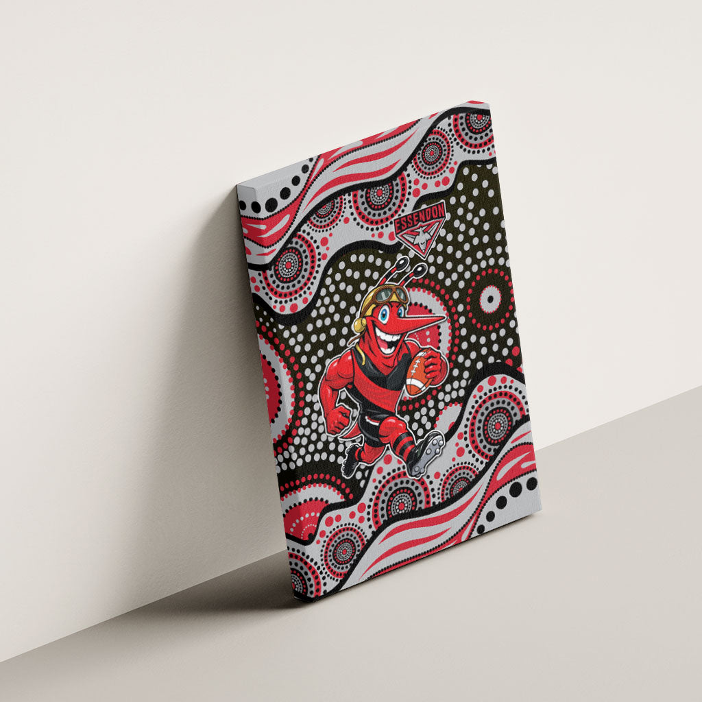 Essendon Bombers Canvas Wall Art Aboriginal Dot Pattern - Football Mascot Heritage Pride