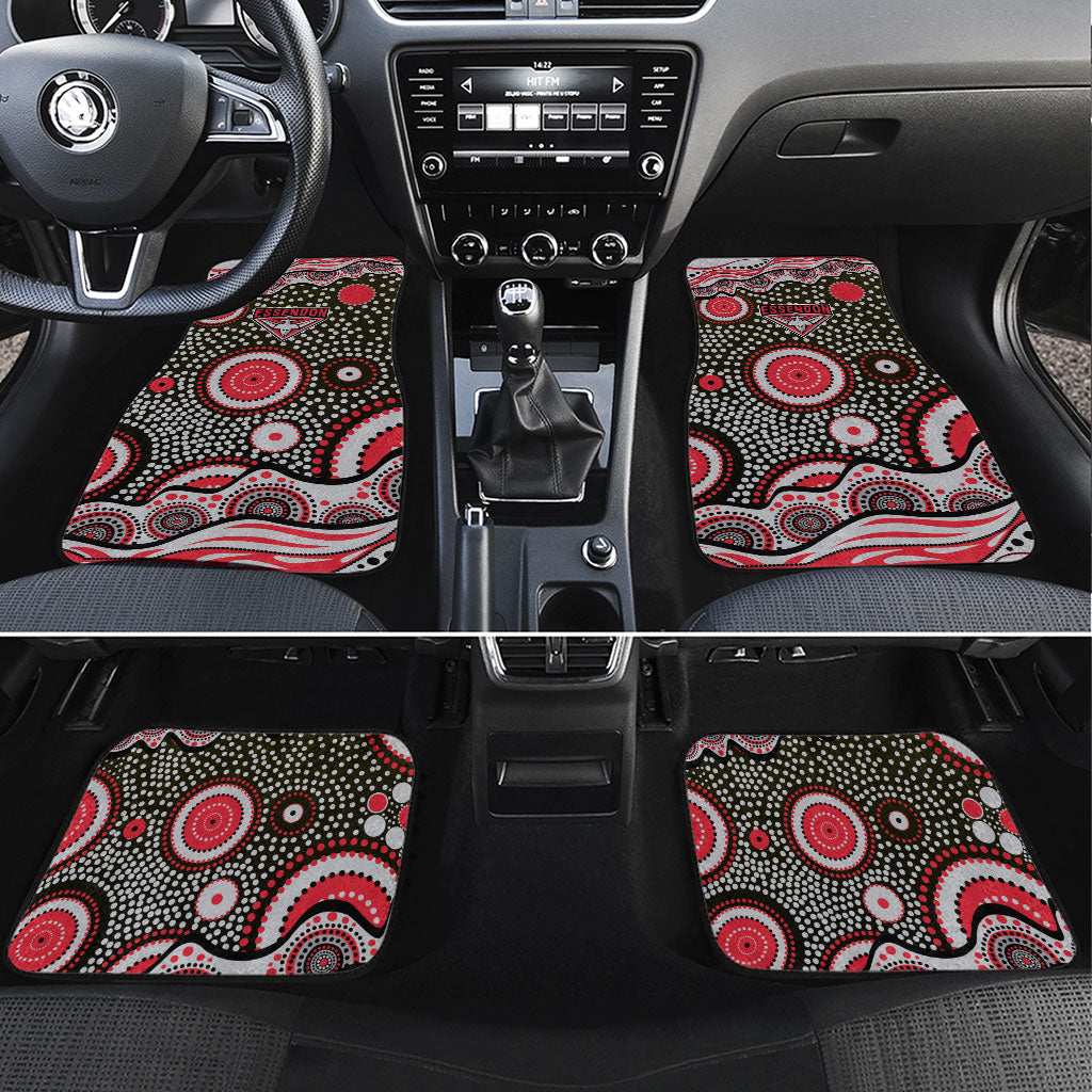 Essendon Bombers Car Mats Aboriginal Dot Pattern - Football Mascot Heritage Pride
