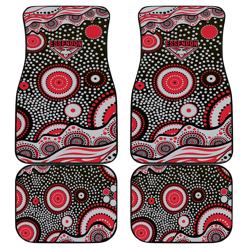 Essendon Bombers Car Mats Aboriginal Dot Pattern - Football Mascot Heritage Pride