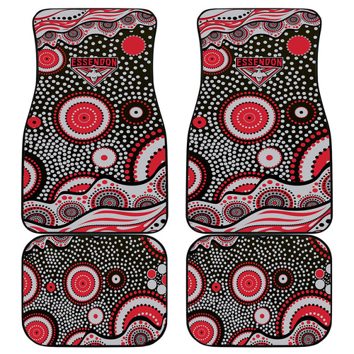Essendon Bombers Car Mats Aboriginal Dot Pattern - Football Mascot Heritage Pride