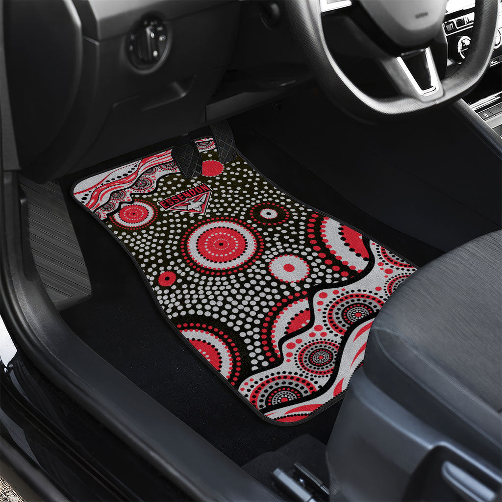 Essendon Bombers Car Mats Aboriginal Dot Pattern - Football Mascot Heritage Pride