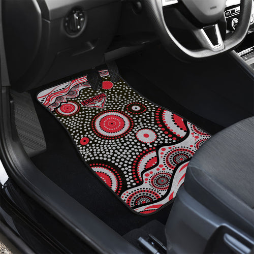 Essendon Bombers Car Mats Aboriginal Dot Pattern - Football Mascot Heritage Pride