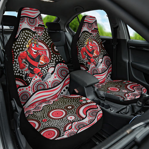 Essendon Bombers Car Seat Cover Aboriginal Dot Pattern - Football Mascot Heritage Pride