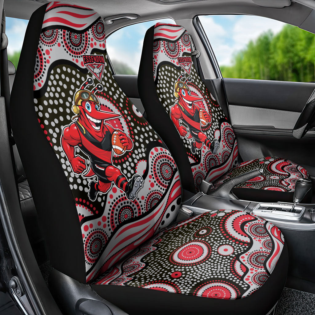 Essendon Bombers Car Seat Cover Aboriginal Dot Pattern - Football Mascot Heritage Pride