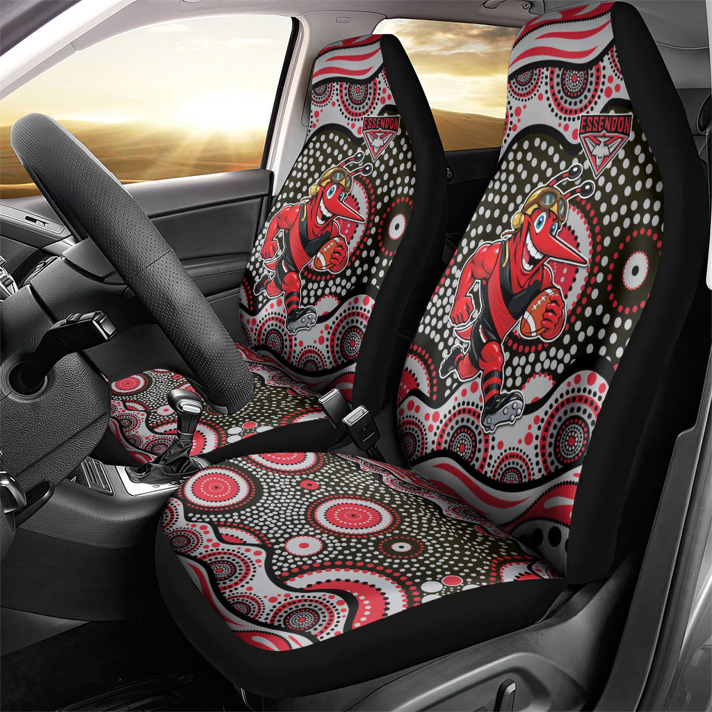 Essendon Bombers Car Seat Cover Aboriginal Dot Pattern - Football Mascot Heritage Pride