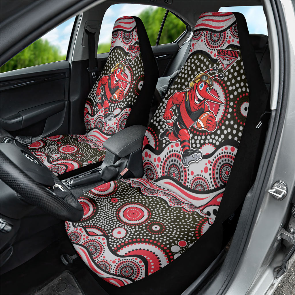 Essendon Bombers Car Seat Cover Aboriginal Dot Pattern - Football Mascot Heritage Pride
