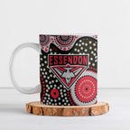 Essendon Bombers Ceramic Mug Aboriginal Dot Pattern - Football Mascot Heritage Pride