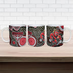 Essendon Bombers Ceramic Mug Aboriginal Dot Pattern - Football Mascot Heritage Pride