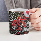 Essendon Bombers Ceramic Mug Aboriginal Dot Pattern - Football Mascot Heritage Pride