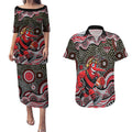 Essendon Bombers Couples Matching Puletasi and Hawaiian Shirt Aboriginal Dot Pattern - Football Mascot Heritage Pride