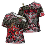 Essendon Bombers Cross Shoulder Shirt Aboriginal Dot Pattern - Football Mascot Heritage Pride