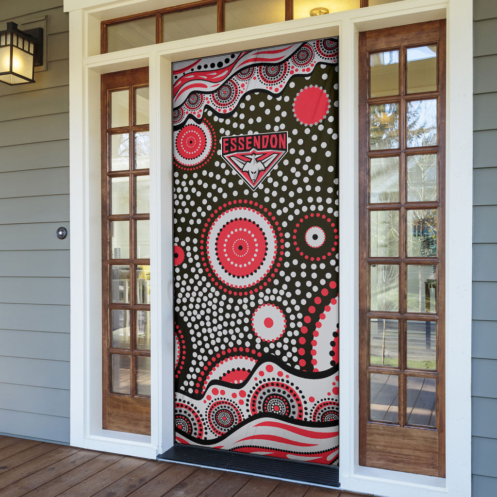 Essendon Bombers Door Cover Aboriginal Dot Pattern - Football Mascot Heritage Pride