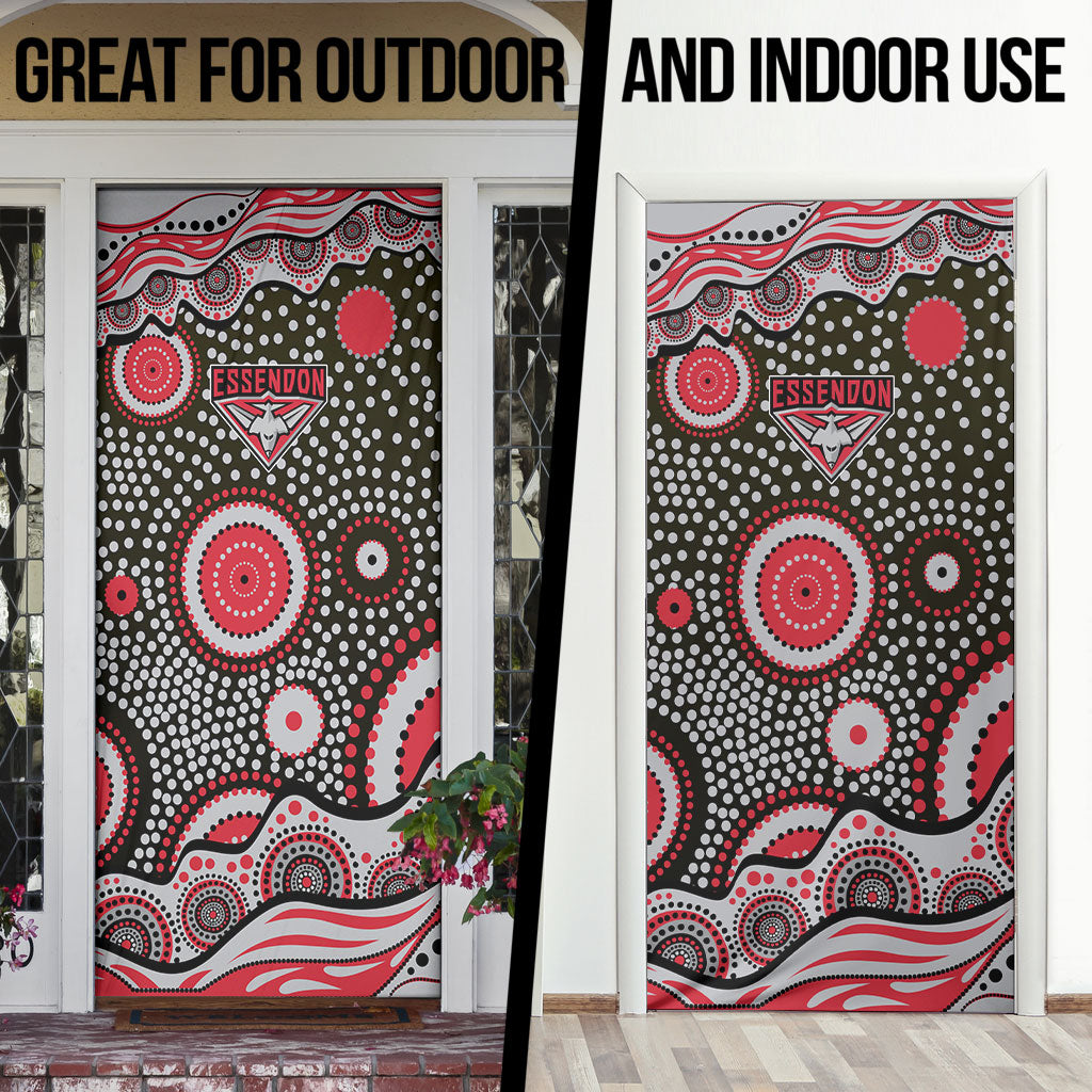 Essendon Bombers Door Cover Aboriginal Dot Pattern - Football Mascot Heritage Pride