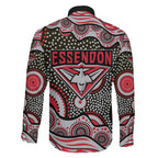 Essendon Bombers Family Matching Long Sleeve Bodycon Dress and Hawaiian Shirt Aboriginal Dot Pattern - Football Mascot Heritage Pride