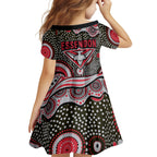 Essendon Bombers Family Matching Puletasi and Hawaiian Shirt Aboriginal Dot Pattern - Football Mascot Heritage Pride