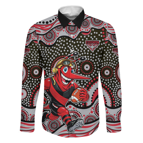 Essendon Bombers Family Matching Tank Maxi Dress and Hawaiian Shirt Aboriginal Dot Pattern - Football Mascot Heritage Pride