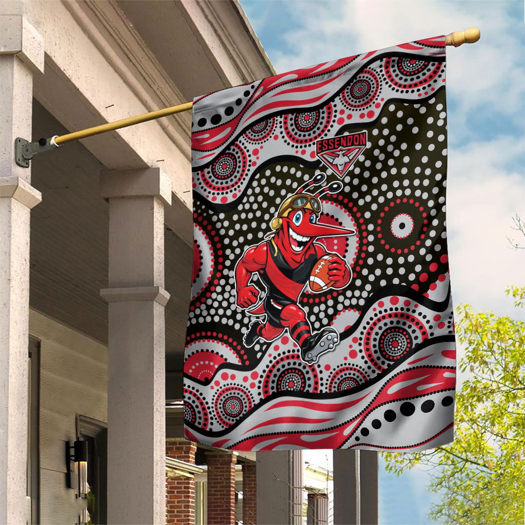 Essendon Bombers Garden Flag Aboriginal Dot Pattern - Football Mascot Heritage Pride