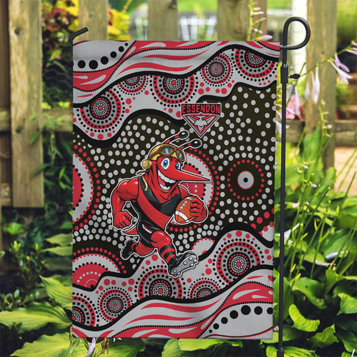 Essendon Bombers Garden Flag Aboriginal Dot Pattern - Football Mascot Heritage Pride