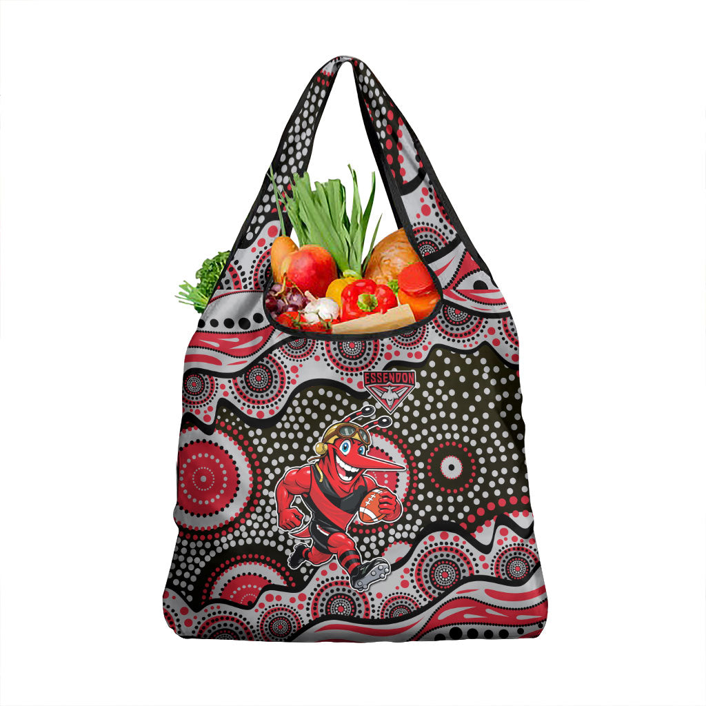 Essendon Bombers Grocery Bag Aboriginal Dot Pattern - Football Mascot Heritage Pride