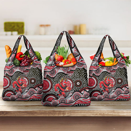 Essendon Bombers Grocery Bag Aboriginal Dot Pattern - Football Mascot Heritage Pride