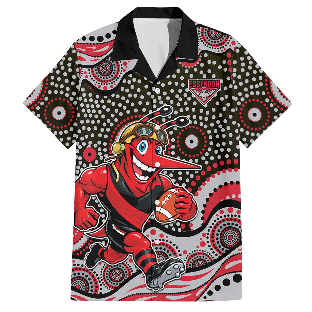 Essendon Bombers Hawaiian Shirt Aboriginal Dot Pattern - Football Mascot Heritage Pride