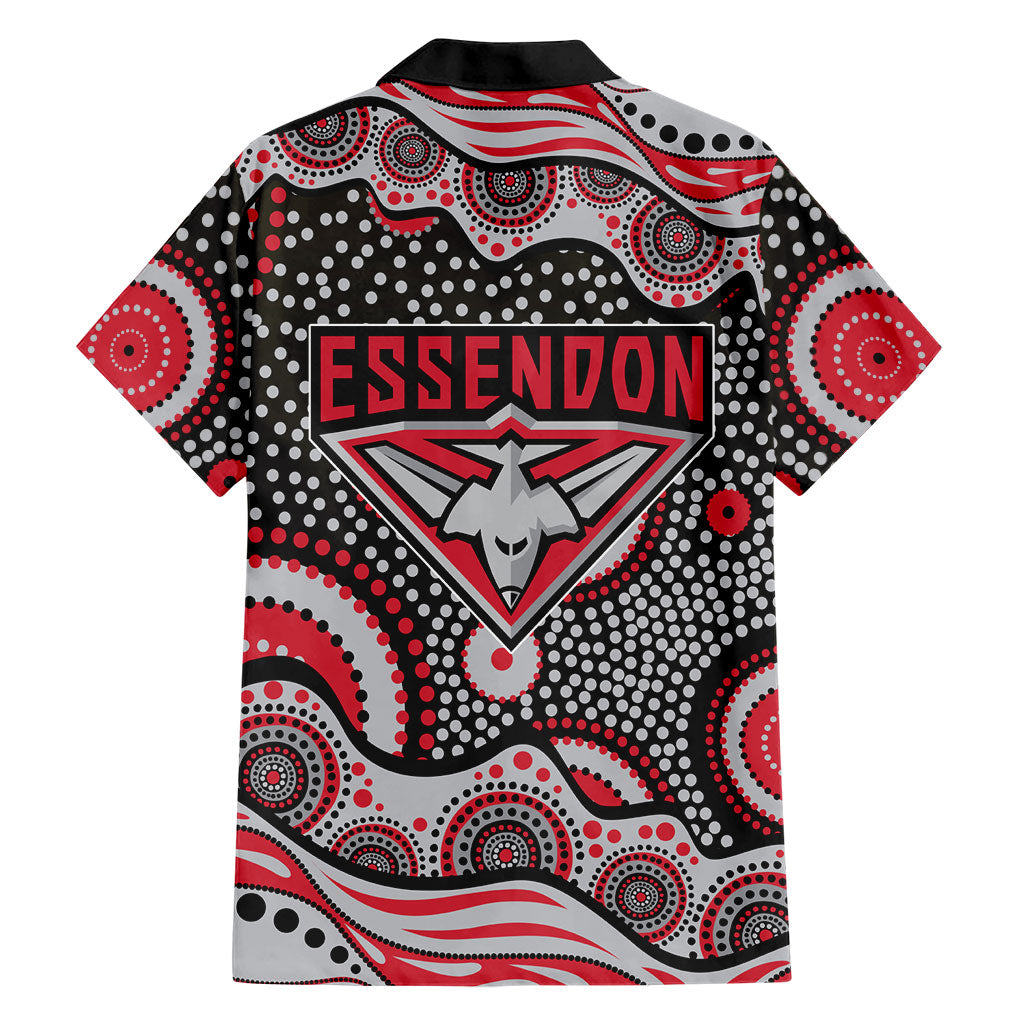 Essendon Bombers Hawaiian Shirt Aboriginal Dot Pattern - Football Mascot Heritage Pride
