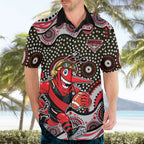 Essendon Bombers Hawaiian Shirt Aboriginal Dot Pattern - Football Mascot Heritage Pride