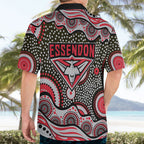 Essendon Bombers Hawaiian Shirt Aboriginal Dot Pattern - Football Mascot Heritage Pride