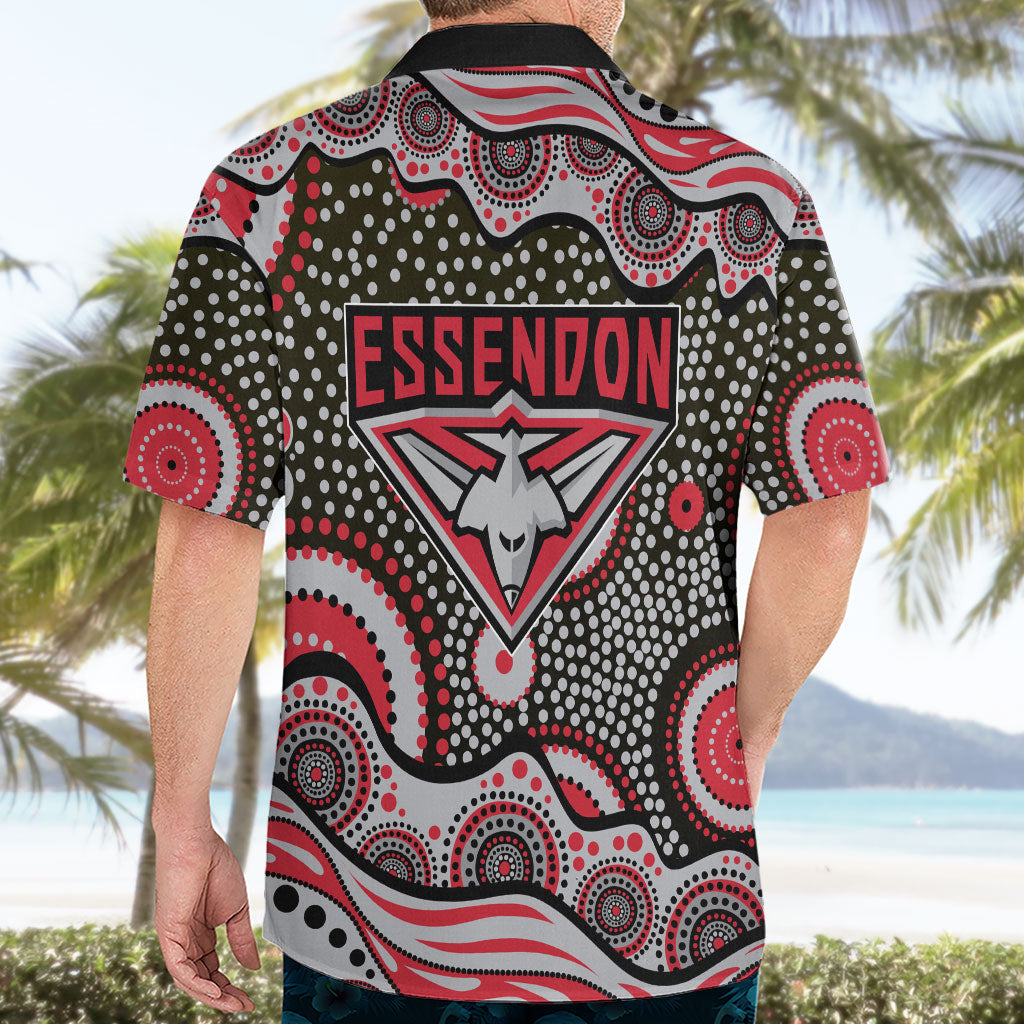 Essendon Bombers Hawaiian Shirt Aboriginal Dot Pattern - Football Mascot Heritage Pride
