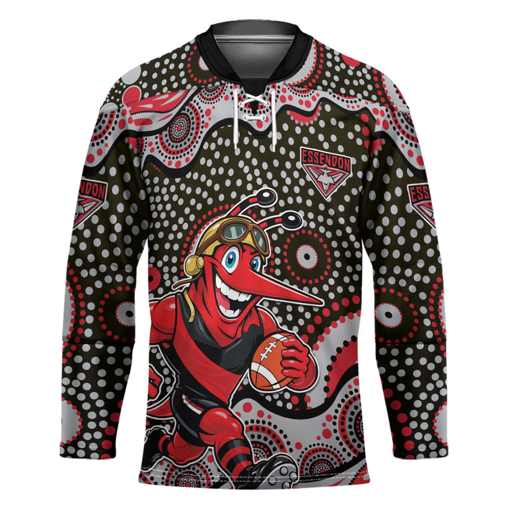 Essendon Bombers Hockey Jersey Aboriginal Dot Pattern - Football Mascot Heritage Pride