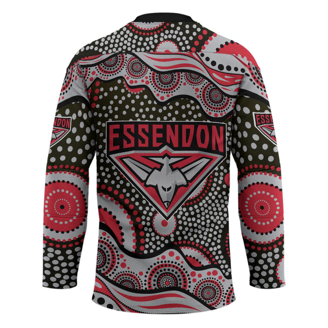 Essendon Bombers Hockey Jersey Aboriginal Dot Pattern - Football Mascot Heritage Pride