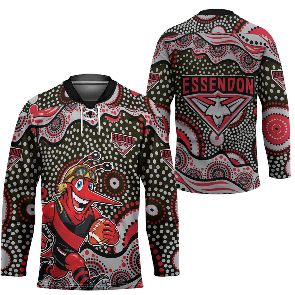 Essendon Bombers Hockey Jersey Aboriginal Dot Pattern - Football Mascot Heritage Pride