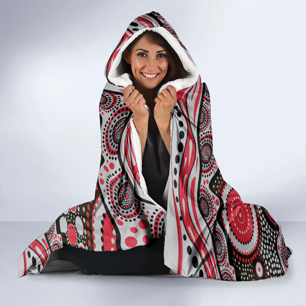 Essendon Bombers Hooded Blanket Aboriginal Dot Pattern - Football Mascot Heritage Pride