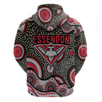 Essendon Bombers Hoodie Aboriginal Dot Pattern - Football Mascot Heritage Pride