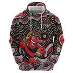 Essendon Bombers Hoodie Aboriginal Dot Pattern - Football Mascot Heritage Pride