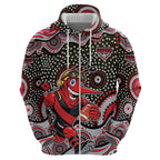 Essendon Bombers Hoodie Aboriginal Dot Pattern - Football Mascot Heritage Pride
