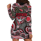 Essendon Bombers Hoodie Dress Aboriginal Dot Pattern - Football Mascot Heritage Pride