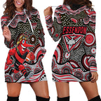 Essendon Bombers Hoodie Dress Aboriginal Dot Pattern - Football Mascot Heritage Pride