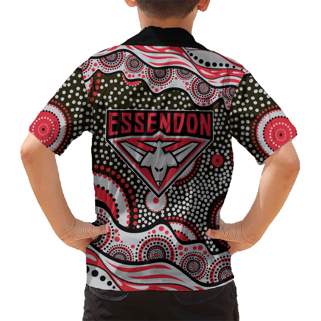 Essendon Bombers Kid Hawaiian Shirt Aboriginal Dot Pattern - Football Mascot Heritage Pride