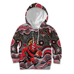 Essendon Bombers Kid Hoodie Aboriginal Dot Pattern - Football Mascot Heritage Pride