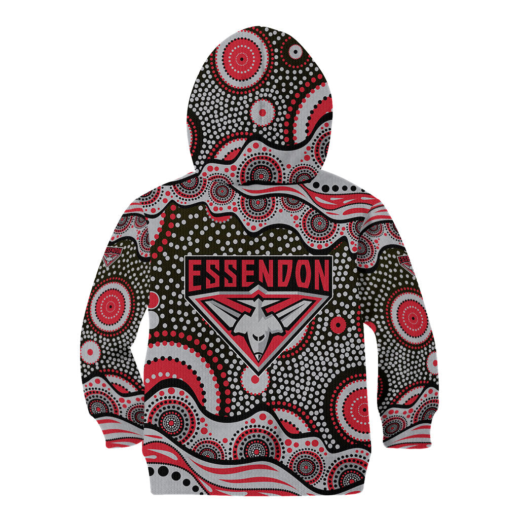 Essendon Bombers Kid Hoodie Aboriginal Dot Pattern - Football Mascot Heritage Pride