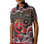 Essendon Bombers Kid Polo Shirt Aboriginal Dot Pattern - Football Mascot Heritage Pride