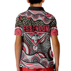 Essendon Bombers Kid Polo Shirt Aboriginal Dot Pattern - Football Mascot Heritage Pride