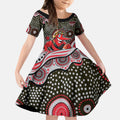 Essendon Bombers Kid Short Sleeve Dress Aboriginal Dot Pattern - Football Mascot Heritage Pride