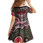 Essendon Bombers Kid Short Sleeve Dress Aboriginal Dot Pattern - Football Mascot Heritage Pride