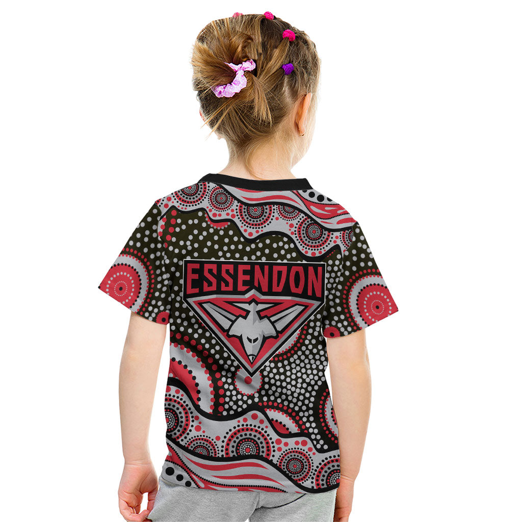 Essendon Bombers Kid T Shirt Aboriginal Dot Pattern - Football Mascot Heritage Pride