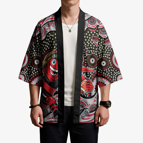 Essendon Bombers Kimono Aboriginal Dot Pattern - Football Mascot Heritage Pride