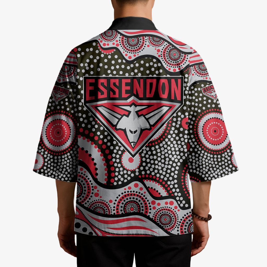 Essendon Bombers Kimono Aboriginal Dot Pattern - Football Mascot Heritage Pride